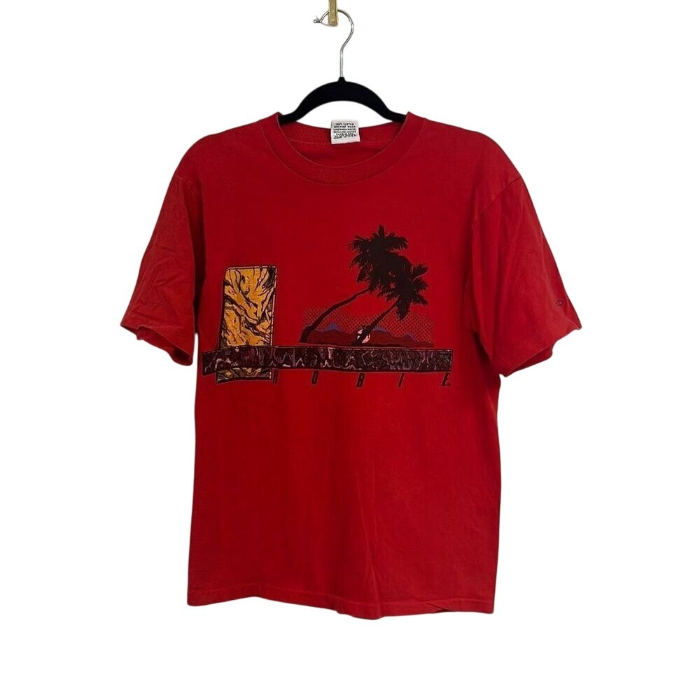 Vintage 80s Men's Red Hobie Heavy Pullover Crew Neck T-shirt Size L